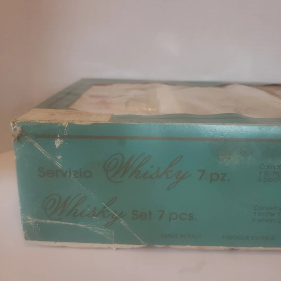 Vintage Italian Masserini New Old Stock 7pz Glass Whisky Decantor/Cups Floral. - Picture 3 of 4